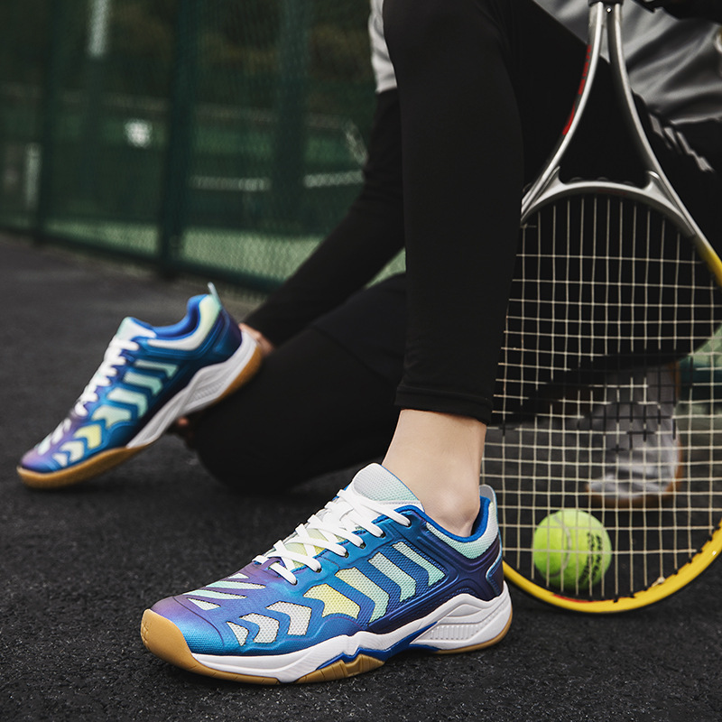 Spring and Summer New Style Spliced ​​Mesh Badminton Shoes, Fashionable Men's and Women's Thick-Soled Tennis Shoes, Outdoor Sports Shoes