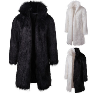 Foreign trade autumn and winter new men's coat European and American fashion personality hip hop imitation fur plus size long fur coat men