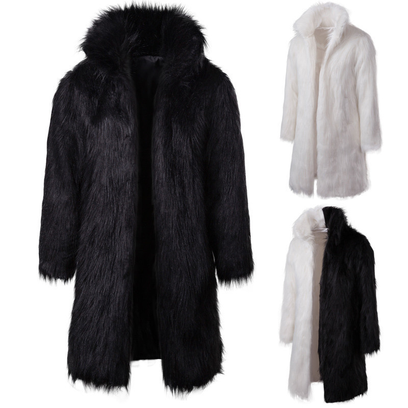 Foreign trade autumn and winter new men's coat European and American fashion personality hip hop imitation fur plus size long fur coat men Foreign trade autumn and winter new men's coat European and American fashion personality hip hop imitation fur plus size long fur coat men