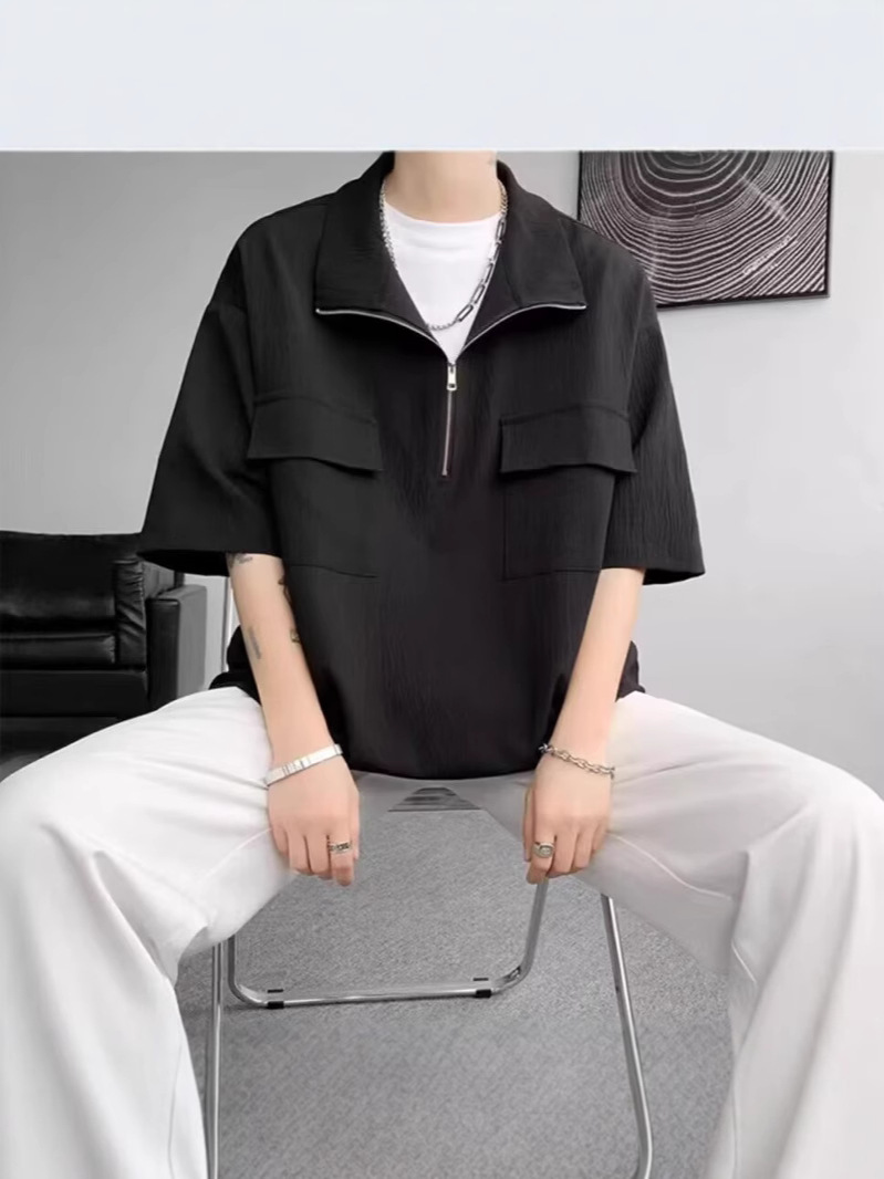 Camisas de ropa de manga corta con solapa, camisetas de moda de verano para hombres, camisetas coreanas, tendencia delgada, 2025 nuevo estilo universal