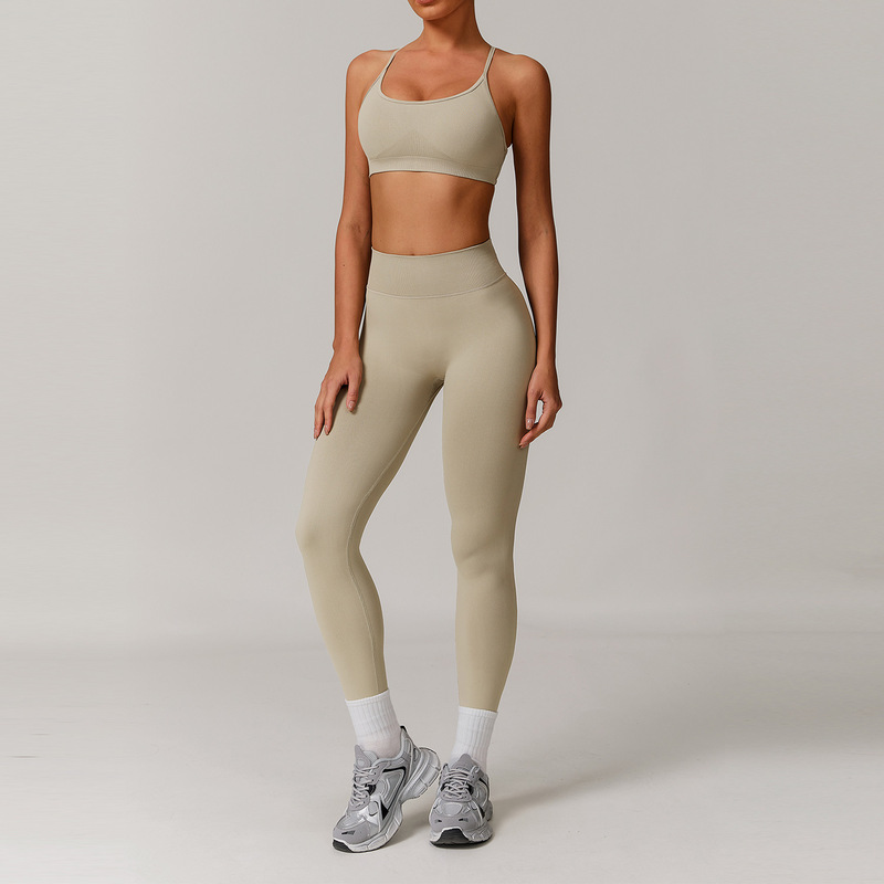 沢創欧米シームレス美背ヨガ服セットランニング速乾ガードルトレーニング服セット女性7137|undefined