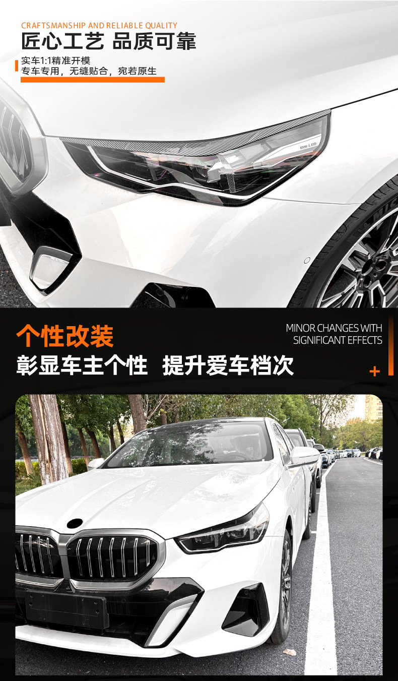 For BMW 5 Series i5 G60 G61 2024+ Headlight Eyebrow Sticker Exterior Modification