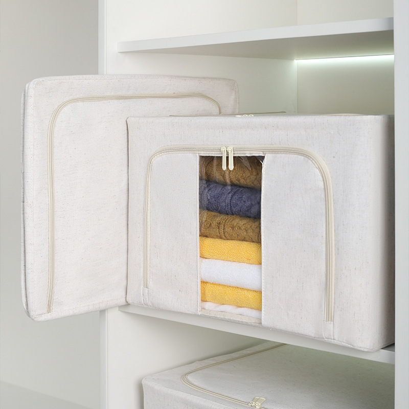Xiaobudian Tianshan Cotton and Linen Storage Box, Organizer's Special Clothing and Quilt Steel Frame Storage Box, Dustproof and Moisture-Proof Wardrobe