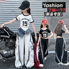 桔子虎女童套装夏装2025新款儿童时髦洋气工装裤大童女孩短袖恤两