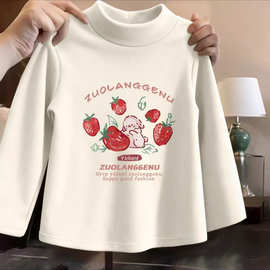 儿童德绒保暖打底秋冬女童t恤半高领中大童甜美可爱韩版长袖上衣