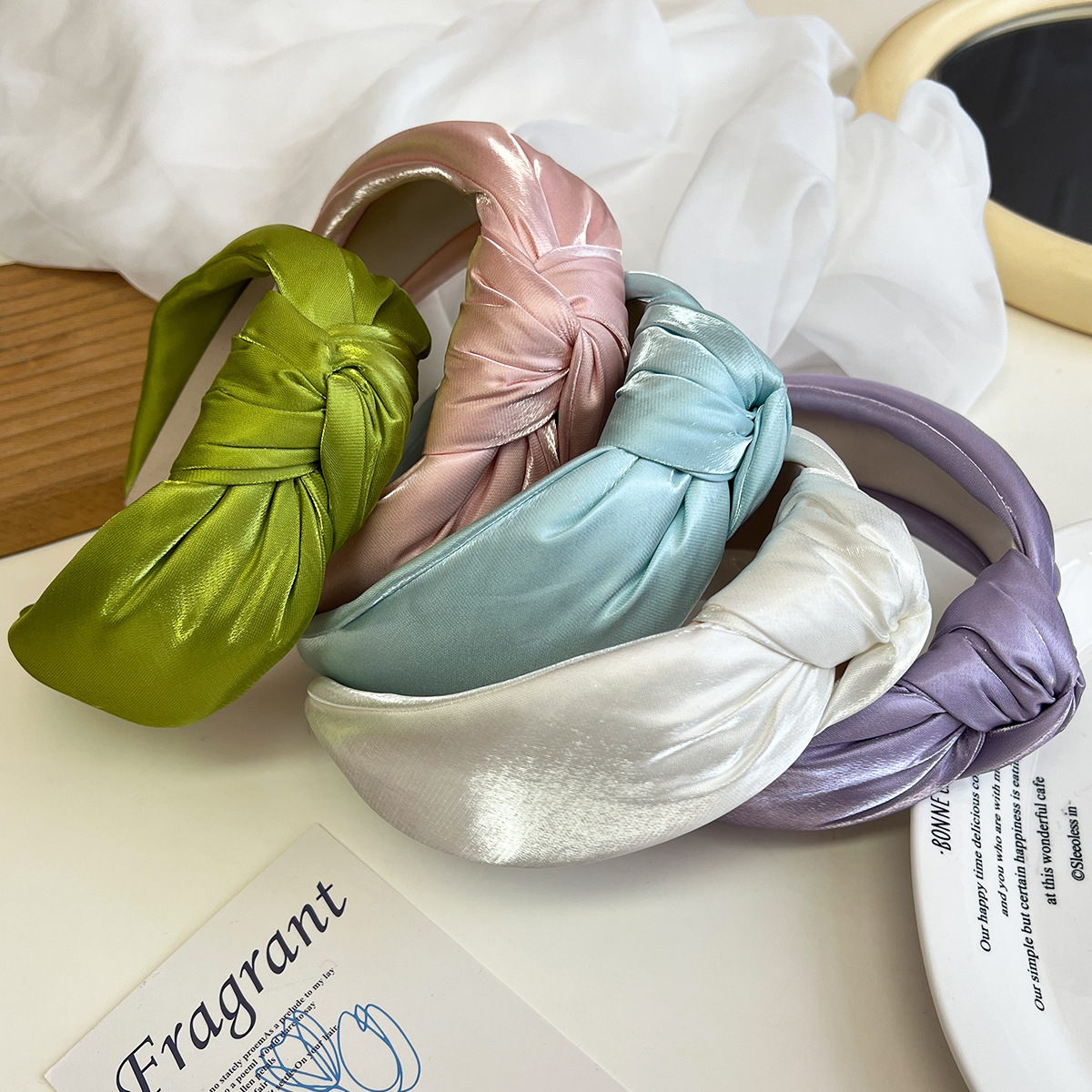 Vacation, Simple Style Style Vacation Simple Style Women's Solid Color Satin Hair Band