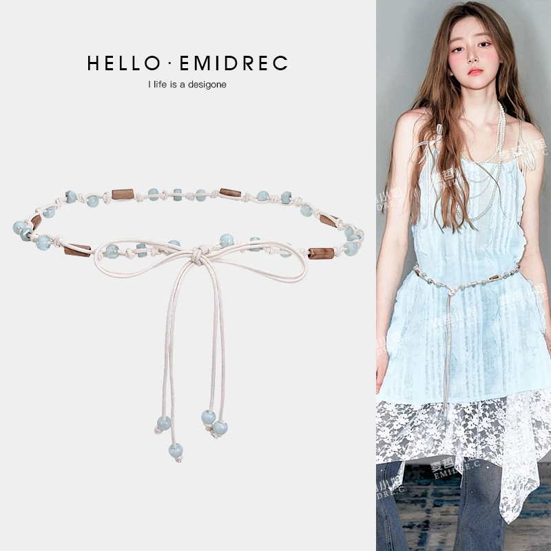 Тканый ремень, женское тонкое декоративное платье с юбкой, универсальная богемная веревка на талии, пеньковая веревка, цепочка на талию, аксессуары, лето