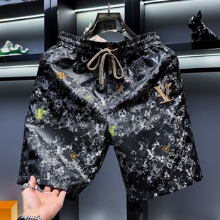European High-End Embroidered Casual Shorts for Men 2025 New Summer Trendy Brand Outerwear Light Luxury Beach Shorts