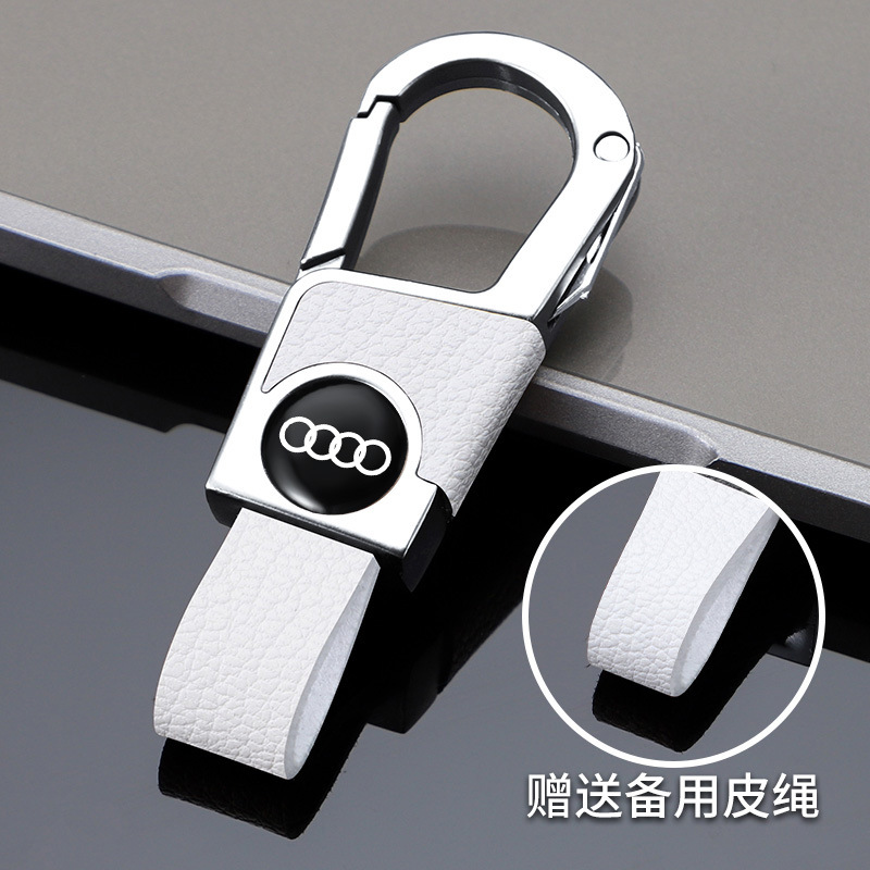 Llavero de coche de alta gama para hombre, cinturón doble, llave de coche gruesa, resistente al desgaste y resistente a los arañazos, colgante de llavero de cuero exquisito