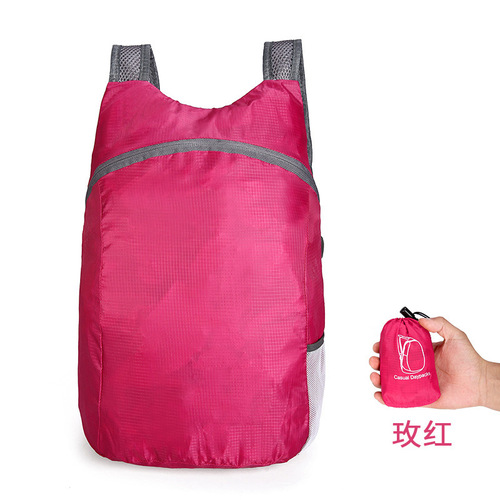Folding Backpack for Men and Women, Super Lightweight Outdoor Sports Bag, Cross-Border Skin Bag, Foldable and Customizable Printing, Convenient Travel Dual-Shoulder Bag