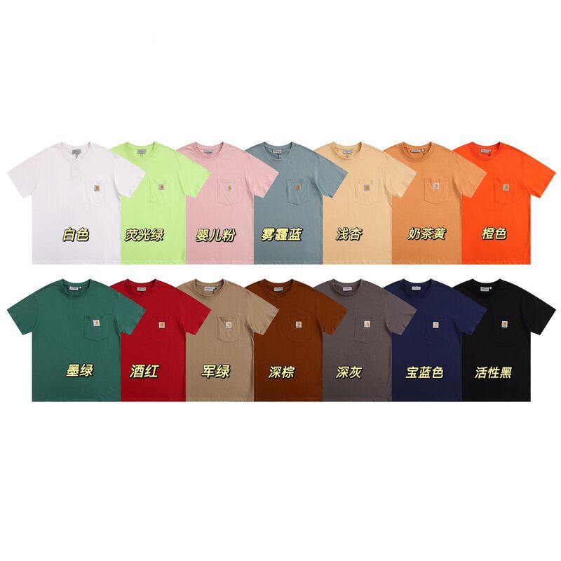Cross-border Foreign Trade 2022 Spring and Summer Carhart New Pocket logo Embroidered T-shirt Little Red Book Men and Women Couple Short Sleeve Cross-border Foreign Trade 2022 Spring and Summer Carhart New Pocket logo Embroidered T-shirt Little Red Book Men and Women Couple Short Sleeve
