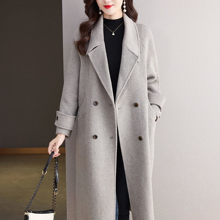 长款阔版西装领双面羊绒大衣女2025年新款秋冬感羊毛呢子外套