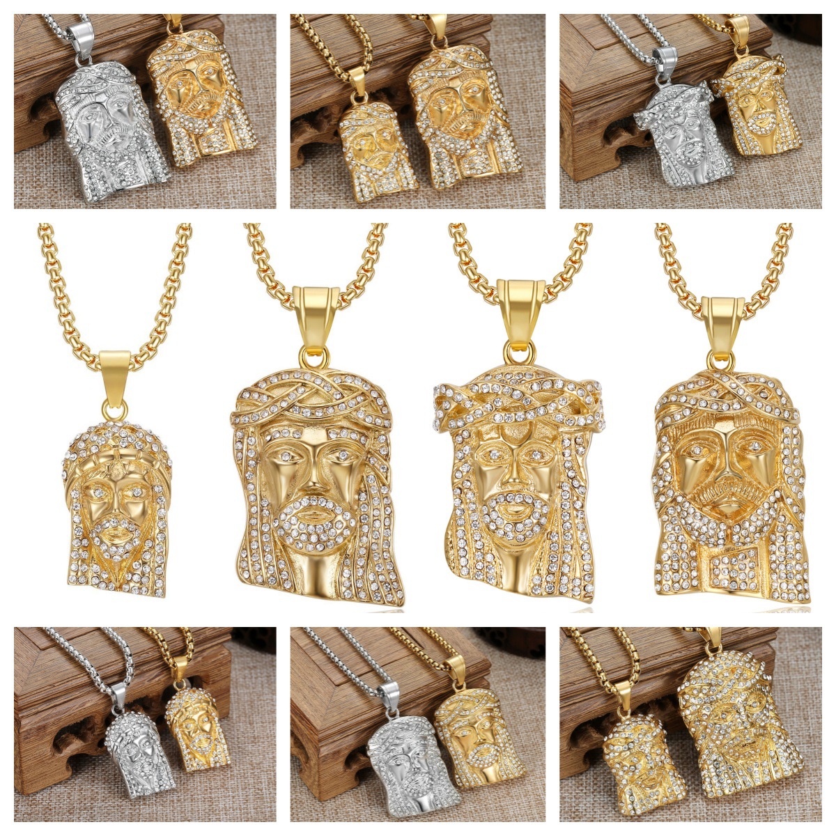 Gioielli talismano di protezione, gioielli transfrontalieri europei e americani, collana alla moda in titanio stile hip-hop per uomo e donna, placcata oro sottovuoto_voghion.com