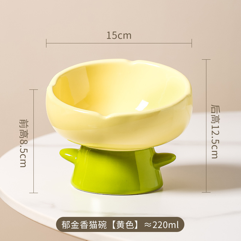 猫ボウル、キャットフードボウル、セラミック猫丼、水とフードボウル、背の高い足、転倒防止、頚椎保護、傾斜口ペット用品|undefined