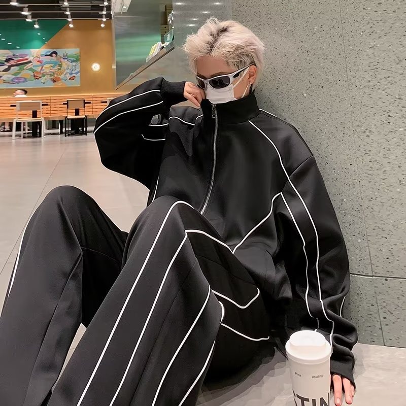 Ανδρικά Ρούχα Αθλητικά Ολόσωμα Ανδρικό Άνοιξη-Φθινόπωρο Τάσεις σε Χαλαρά Μεγάλο Μέγεθος, Μονόχρωμο, Παντελόνι σε Όλα τα Χρώματα, Casual, Δύο Κομμάτια_voghion.com