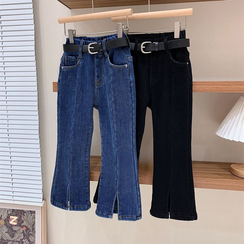 Girls jeans 2023 spring and autumn fashionable trousers new children's washing fashionable slit Korean style flared pants