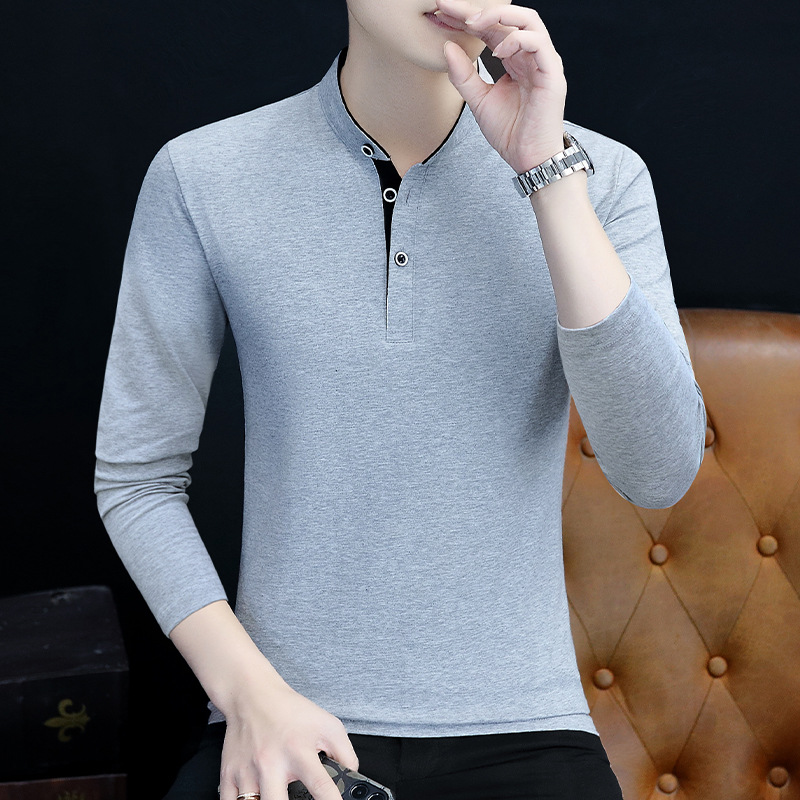 Camisetas POLO transfronterizas de primavera y otoño para hombre, camisetas básicas modernas para negocios, camisetas POLO versátiles de manga larga para jóvenes, ropa masculina de comercio exterior. image 9