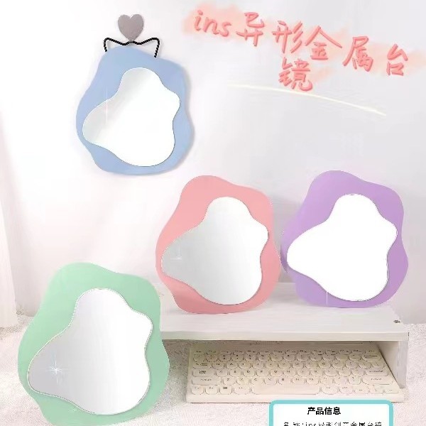 Al por mayor de metal dormitorio escritorio espejo creativo lindo simple Internet celebridad ins irregular maquillaje espejo