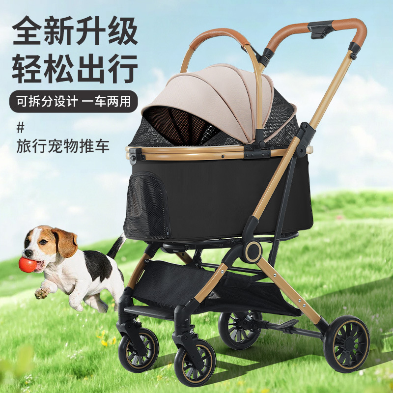 Carrinos de mascotas ligeros y separables plegables para perros pequeños y medianos, gatos y perros pequeños, separación desmontable portátil para perros pequeños