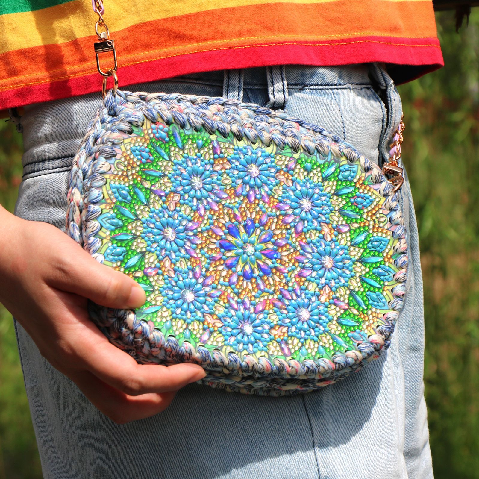 Pintura de diamantes DIY perimetral pintura de diamantes mandala gancho artesanal envuelta en tela de decoración búho al por mayor