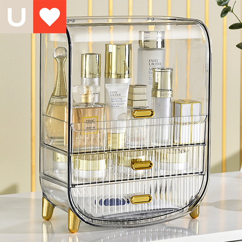 Younai caja de almacenamiento de cosméticos acrílico a prueba de polvo hogar escritorio lápiz labial cuidado de la piel estante de almacenamiento de productos gabinete de almacenamiento de belleza