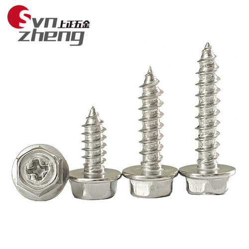 304 stainless steel cross flange self-tapping nail with concave outer hexagonal pad self-tapping GBWAM3M4M5M6M8