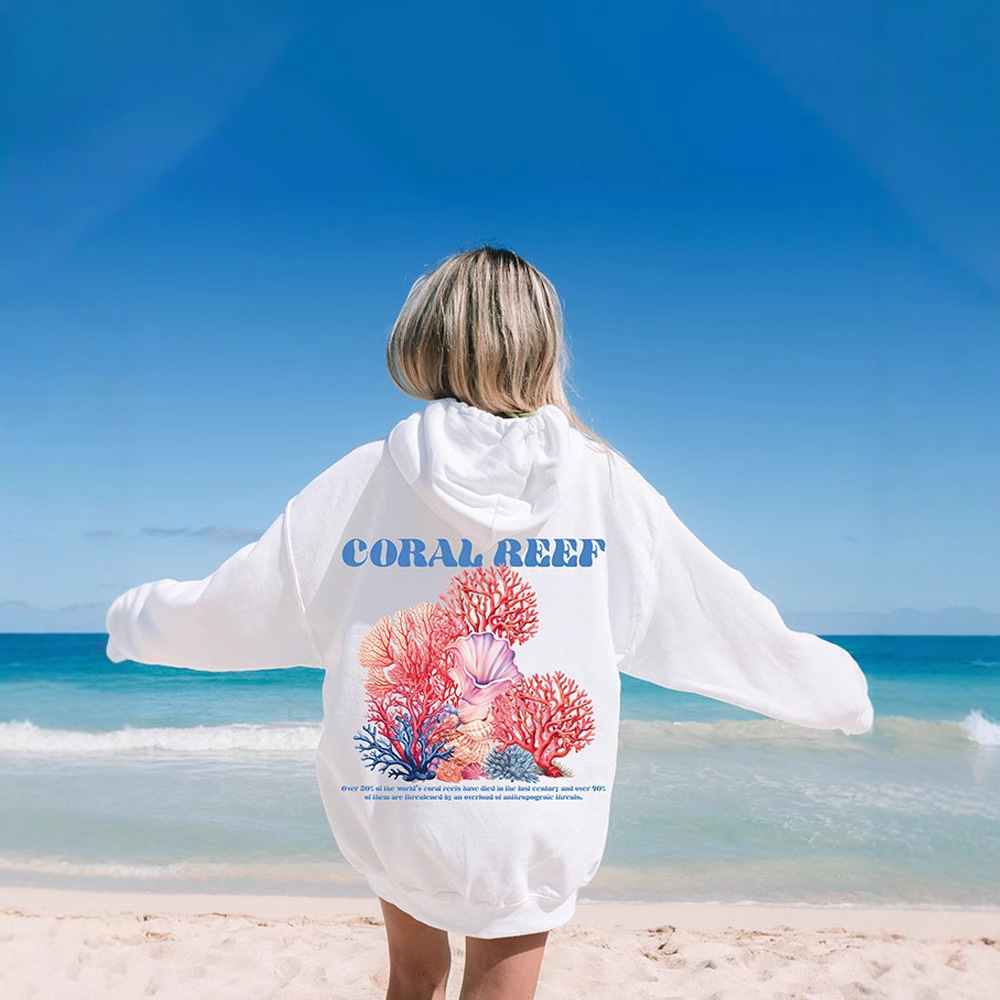 Sudadera con capucha de vacaciones junto al mar con cordón roscado suelto transfronterizo europeo y americano