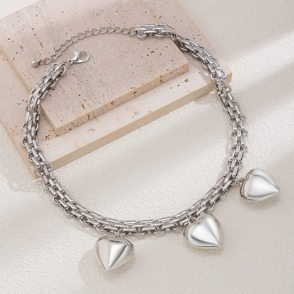 77g Weight CCB, Alloy Pendant Material Pendant Necklace Classification Iron Chain Material 1 Piece Quantity Holiday, Daily Occasion CCB, Alloy, Iron Material Star, Heart Shape Pattern Women's Gender Casual, Simple Style Style Casual Simple Style Star Heart Shape CCB Alloy Iron Wholesale Pendant Necklace 7