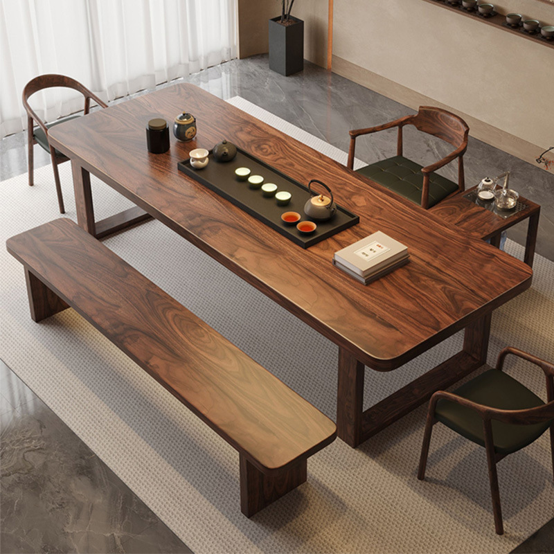 South American Walnut Dining Table Home Living Room New Chinese Style Solid Wood Office Tea Table Desk Integrated Simple and Modern