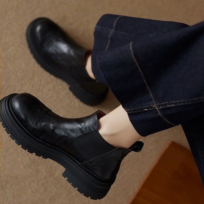 Круглая голова Челси короткие сапоги женский 2024 осень английский стиль голые ботинки на лодыжке ботинки Martin сапоги