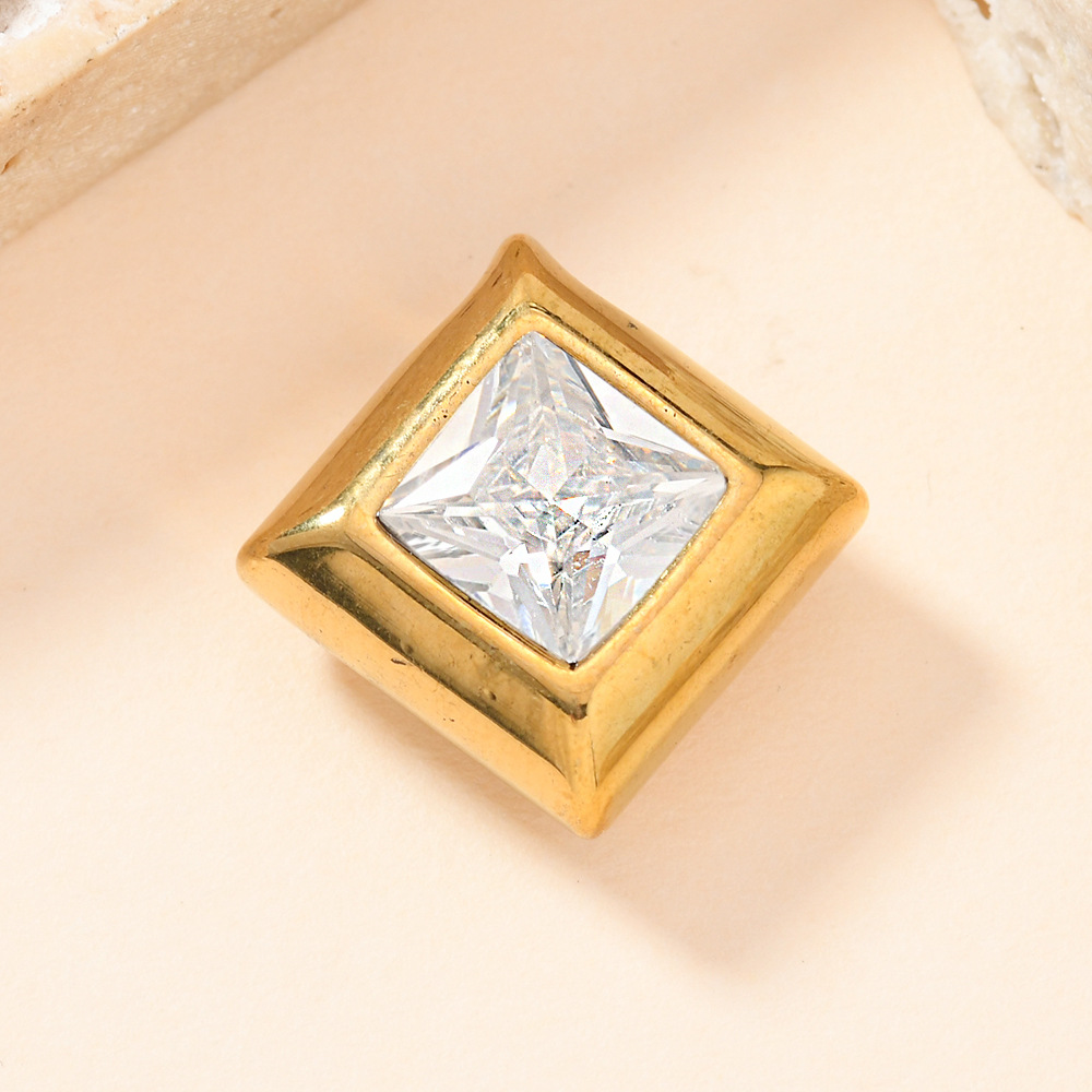 Un solo colgante de estilo europeo y americano joyas de acero inoxidable colgante cuadrado de zircón temperamento universal collar pulsera accesorios DIY