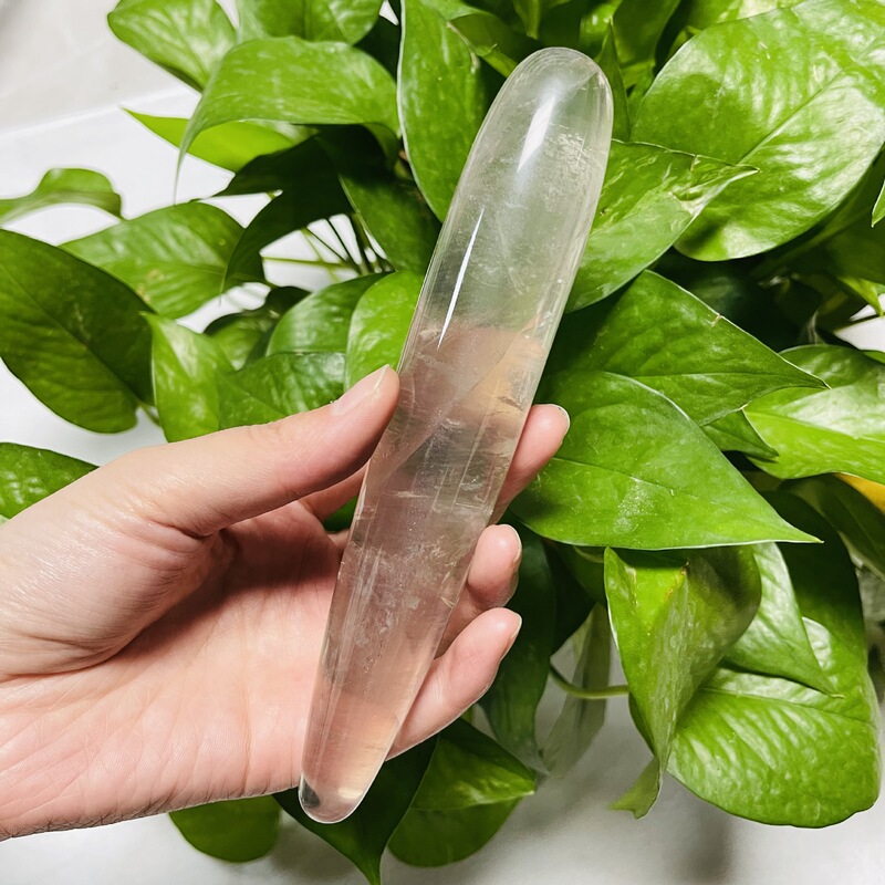 天然水晶茶晶 原石雕刻打磨水晶按摩棒 图 1