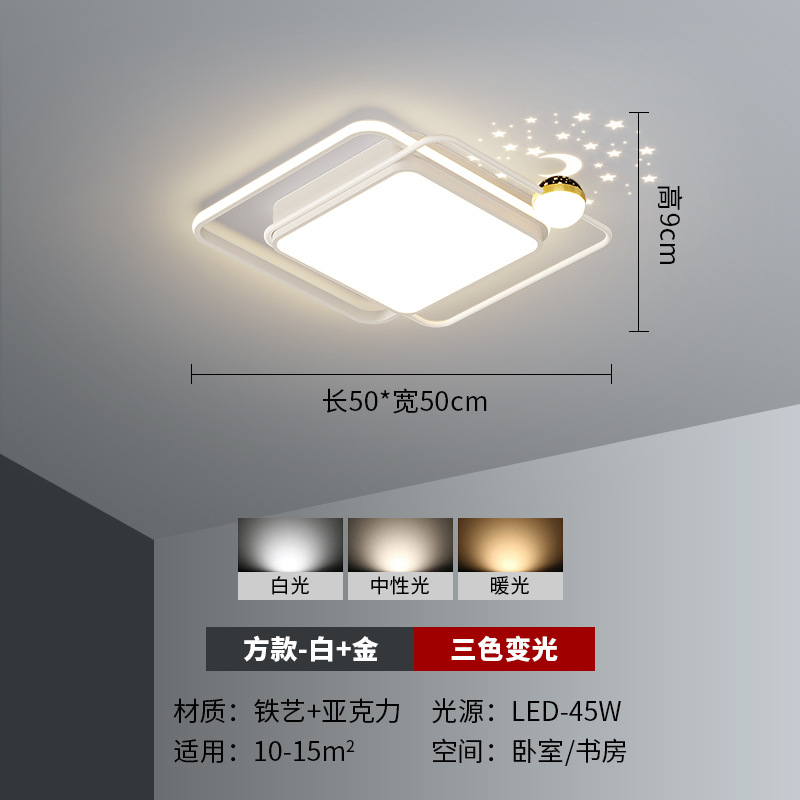 Luz de techo de la sala de estar atmósfera moderna y simple lujoso nórdico luz de proyección de estrellas lámpara de dormitorio Zhongshan lámparas paquete de toda la casa