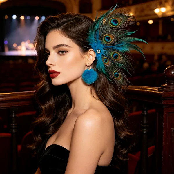 Cross-border new peacock feather earrings, bohemian exotic style, perfect for beach vacations and stage performances – manufacturer