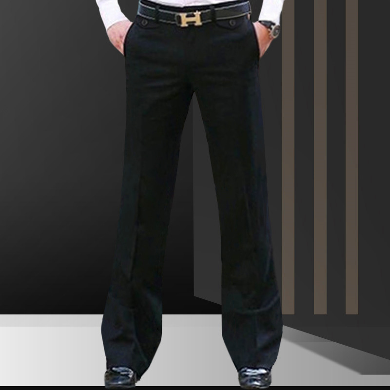 Drapeado micro pantalones acampanados pantalones de traje de hombre Pantalones rectos sueltos anchos Pantalones anchos de mediana edad de negocios estilo coreano sin planchar pantalones de traje de pierna grande image 3