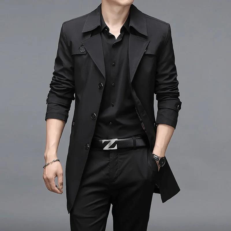 Trench Coat Men's Mid-Length Slim-Fit Korean Fashionable Handsome Spring and Autumn New British Casual Thin Coat Business Coat