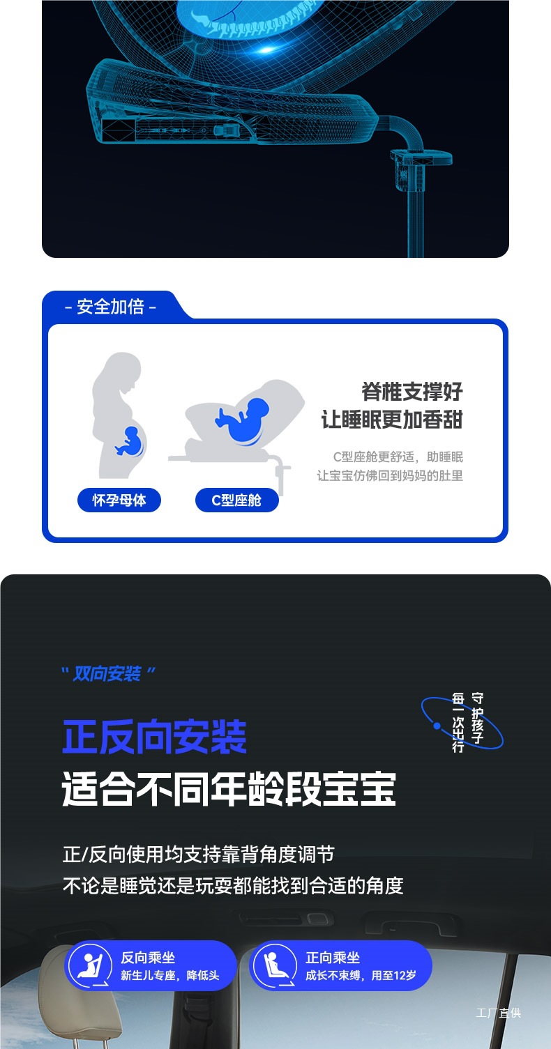 Qiaobeibi Kids Safety Seat Car for Babies, Infants and Toddlers, Newborns 0-4-12 Years Old Can Sit on Peihui