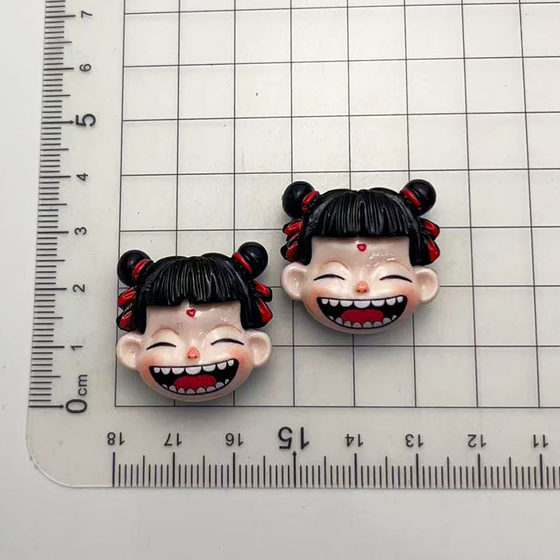 Medium Nezha 2 Cartoon Doll Resin Material DIY Mobile Phone Case Hair Ring Headline Jewelry Hole Shoes Shoe Buckle Accessories