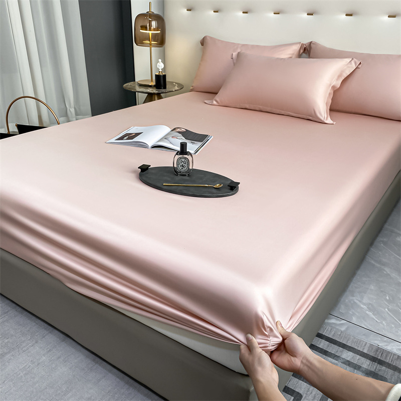 Cool Sensación de la cama de seda de hielo de una sola pieza para dormir desnudo de verano Cubierta de colchón de tres piezas Cubierta de la cama con todo incluido