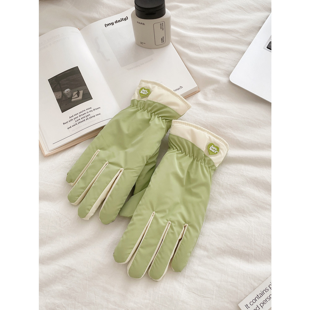 Guanti invernali per studentesse, carini, antifreddo, caldi, da ciclismo, foderati in pile, in cotone spesso, per lo sci all'aperto,_voghion.com