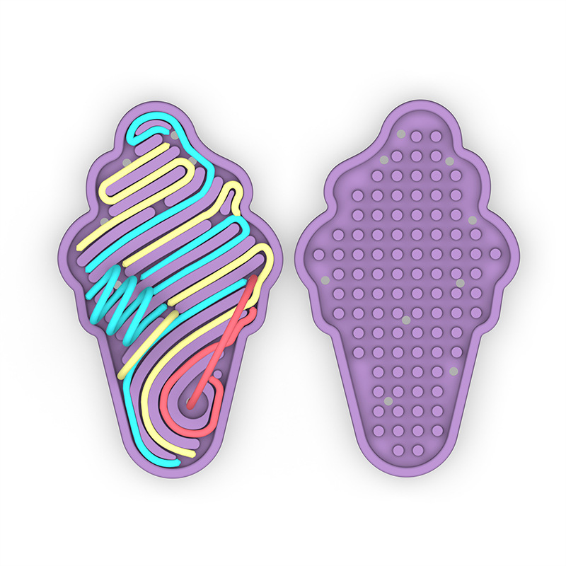 Amazon venta caliente silicona ecológica placa sensorial infantil forma de helado puzzle tablero de actividad ecológica libre de BPA