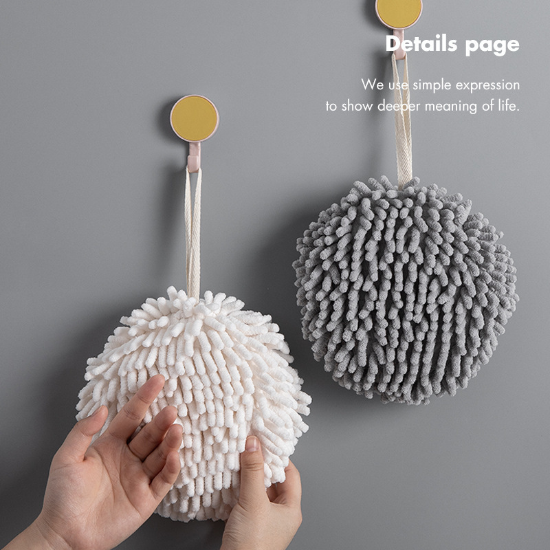 Chenille Hand Towel Ball – Hanging Design for Home Use in Kitchen & Bathroom | Japanese-Style Chenille Hand Towel Ball
