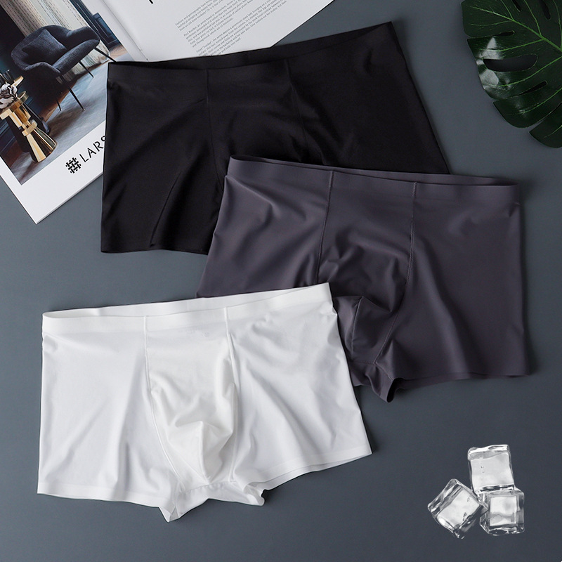 Men's Ice Silk Quick-Drying Underwear Sports Boxer Briefs Breathable Seamless Youth Student Boxer Briefs Summer Thin Style