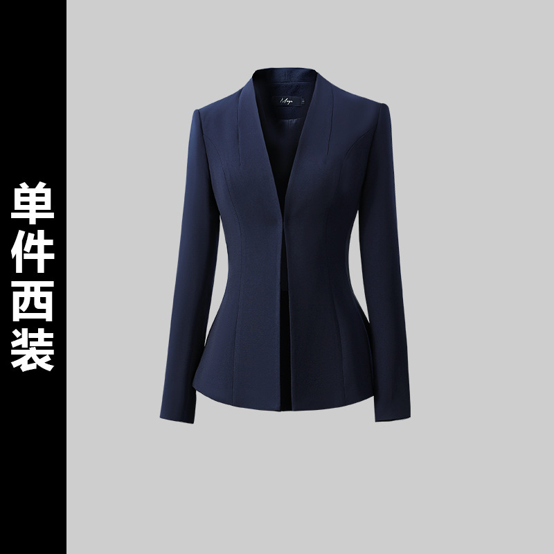 灰色无领西装外套女气质名媛高级感西服正装职业套装通勤ol工作服|undefined