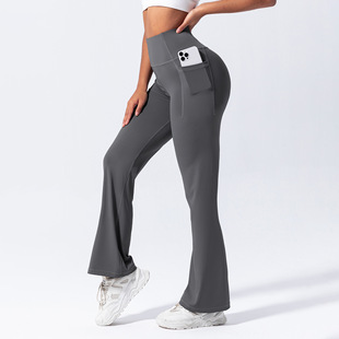 Cross-border Hot Yoga Pants Side Pocket Sports Flared Pants Outdoor Casual High Waist Fitness Pants