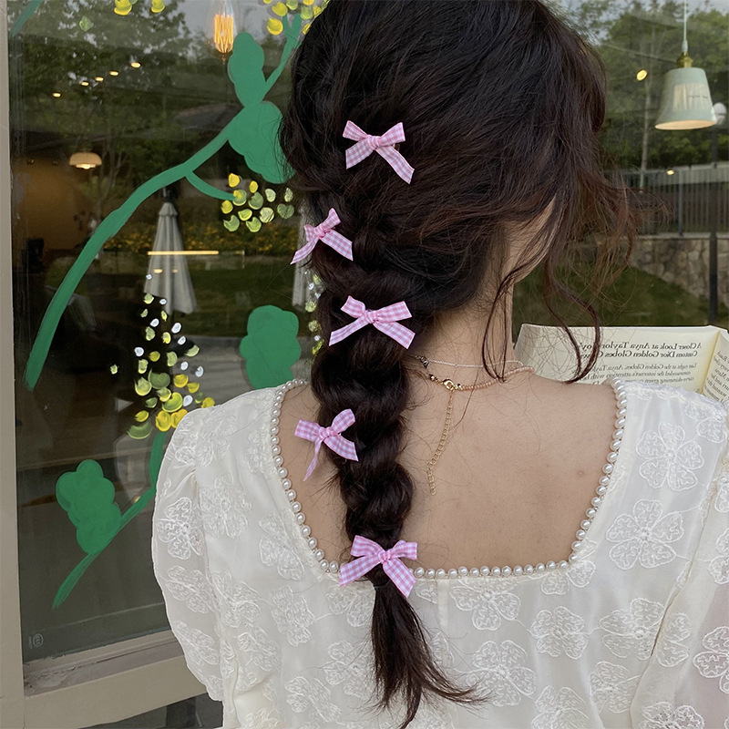 Plaid Bow Braided Hair Hairpin Five-piece Set display picture 5