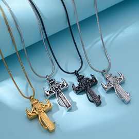 跨境新款荆棘之冠十字架项链欧美男士十字架香水瓶可打开骨灰项链