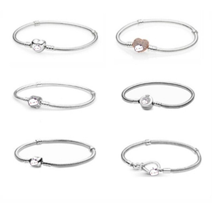 Pan's Bracelet High-Quality White Copper Silver-Plated Full Diamond Heart Rose Gold Fashion DIY Snake Bone Chain Accessories Simple Design Pan's Bracelet High-Quality White Copper Silver-Plated Full Diamond Heart Rose Gold Fashion DIY Snake Bone Chain Accessories Simple Design