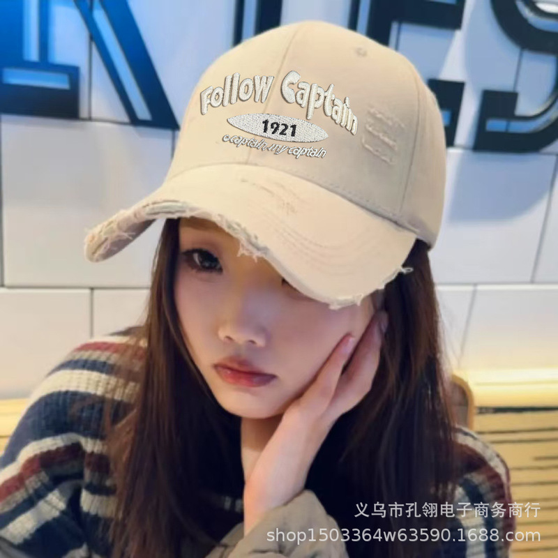 韓国版ファッションファッションブランドのアルファベット刺繍野球帽男女2025新型の大きい頭の周りに顔の小さい穴のアヒルの舌の帽子が現れます。|undefined