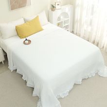夏季轻奢莱赛尔单双人花边床盖纯色四季通用盖毯